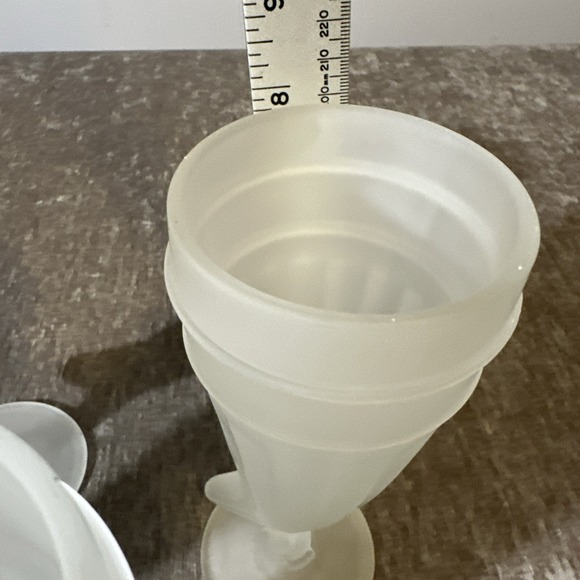 Tiara White Frosted Horn Tankards Set 4 Vintage Pilsner Indiana Glass Goblet Mug - Picture 4 of 5